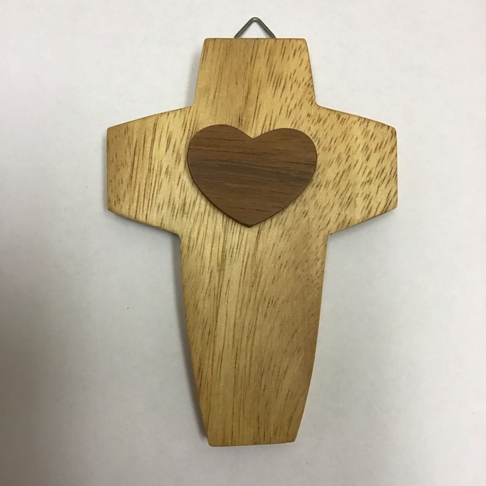 Handmade Wooden Cross with Heart Belize Wall Hanging